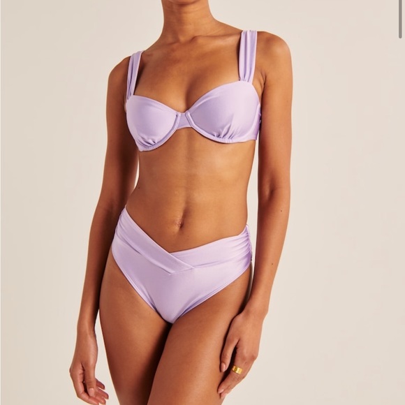 Abercrombie & Fitch Other - Abercrombie Purple Bikini Curve Love Underwire Top Midrise Vfront cheeky bottoms